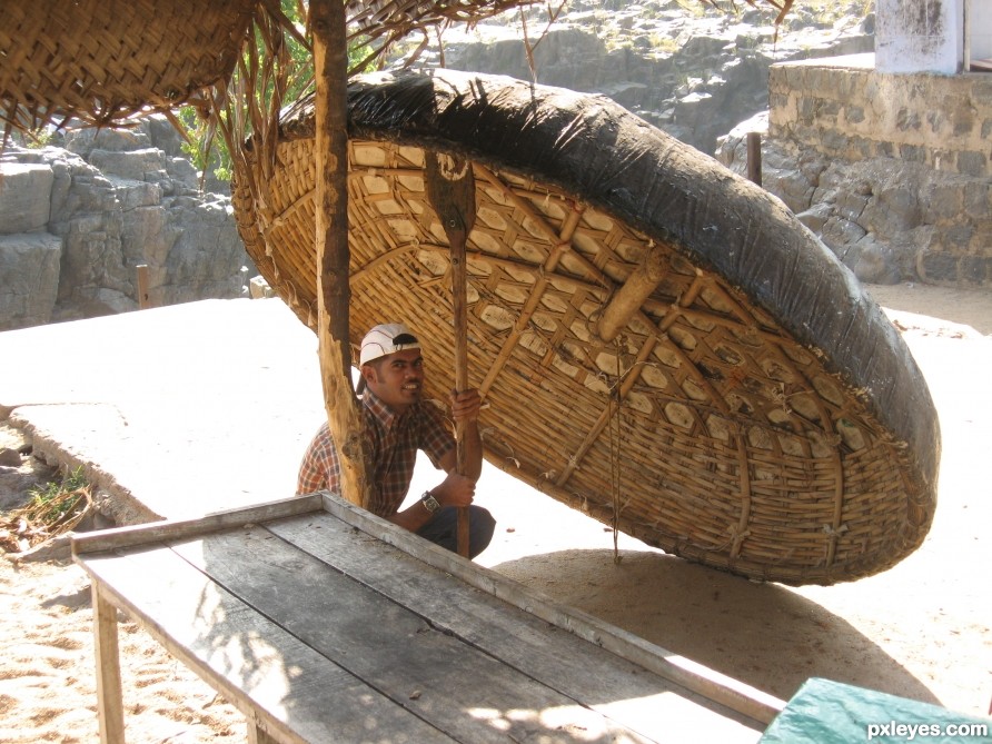 Drying up Teppa (Indian Coracle)