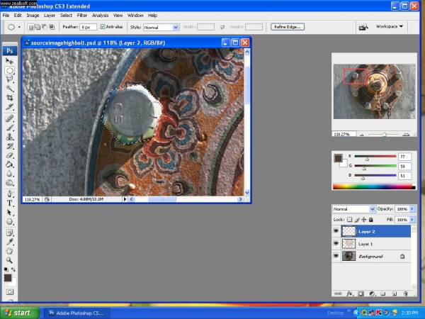Creation of antique bolts: Step 2
