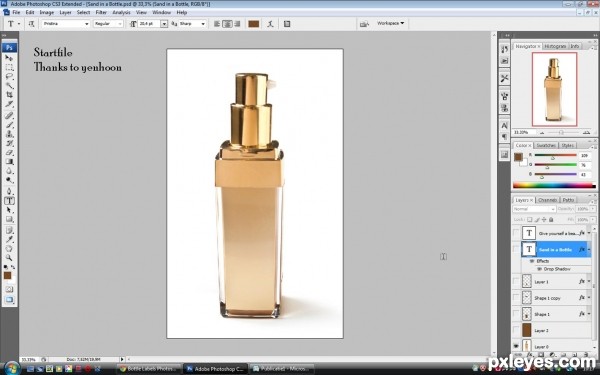 Creation of Sand in a Bottle: Step 1