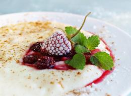 Semolina with raspberry jam