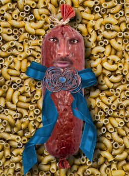 Mr. Sausage with Road Ribbon on Pasta