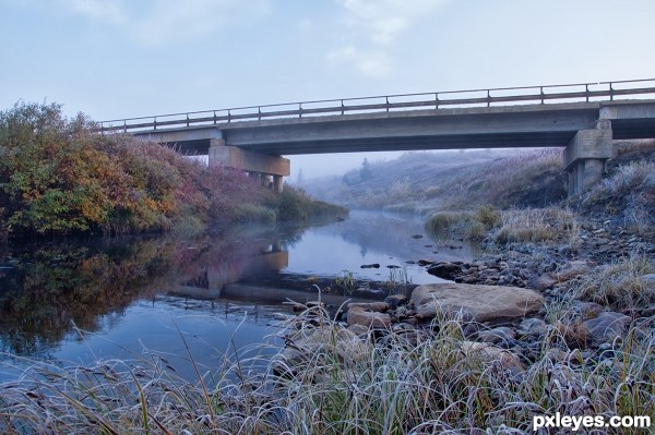 Small bridge in the oilfield North of Russia