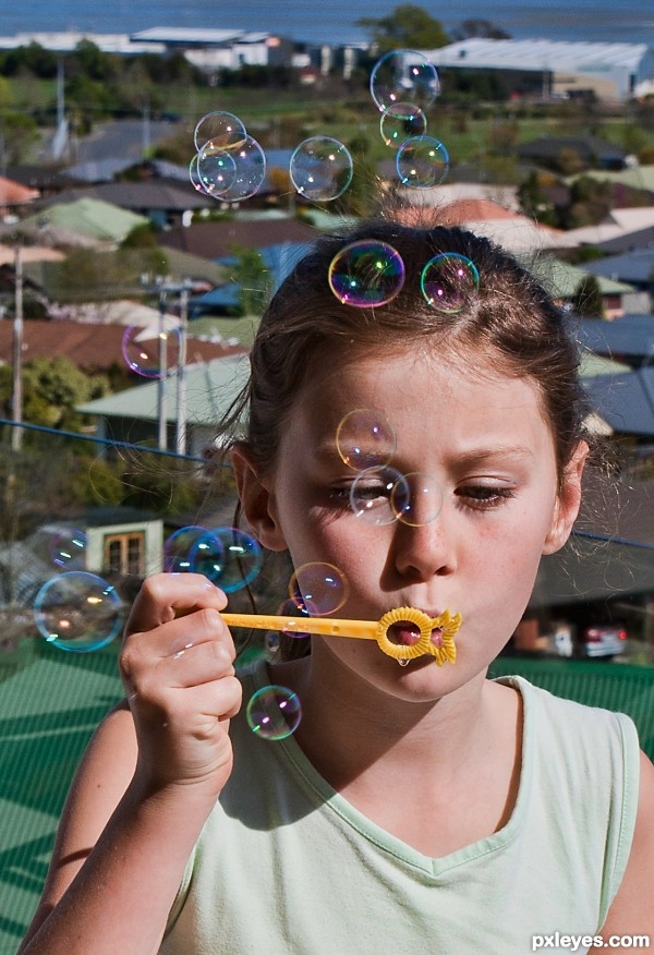 blowing bubbles