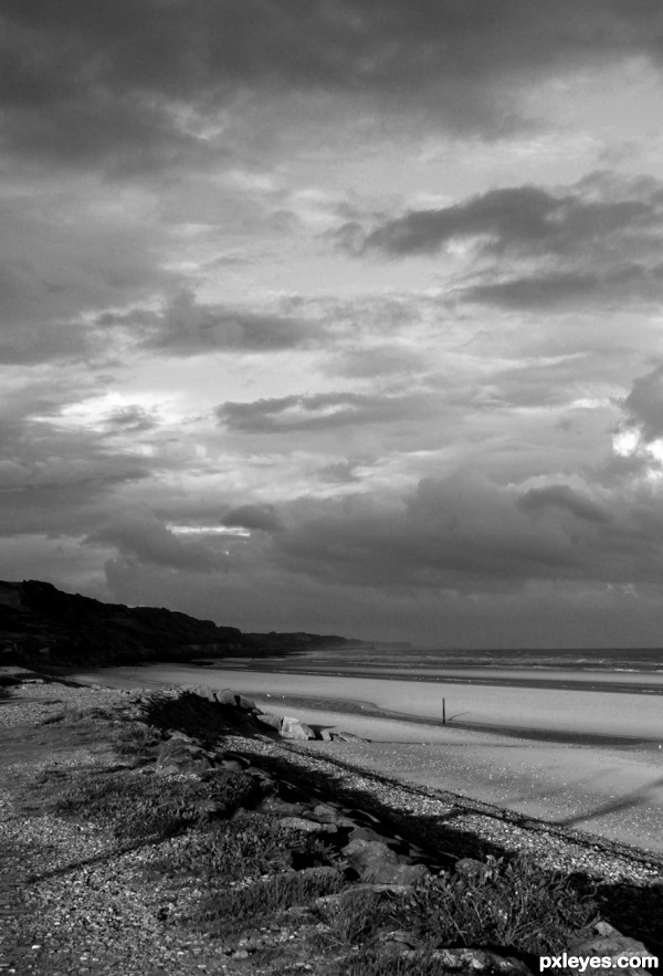 Cloudy beach