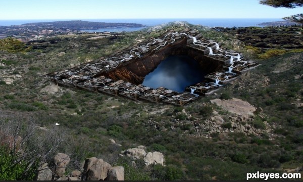 Creation of Waterfall Terraces of Escher's Crater: Step 8