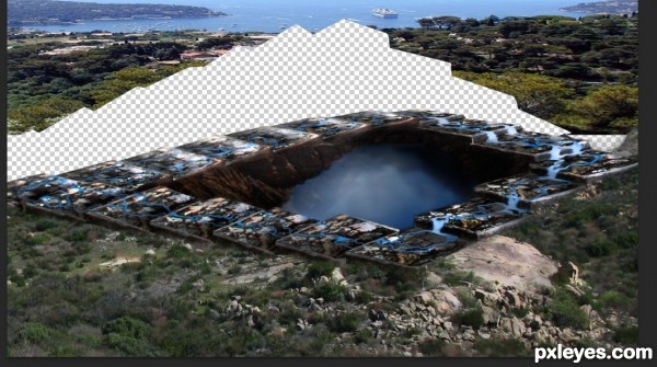 Creation of Waterfall Terraces of Escher's Crater: Step 10