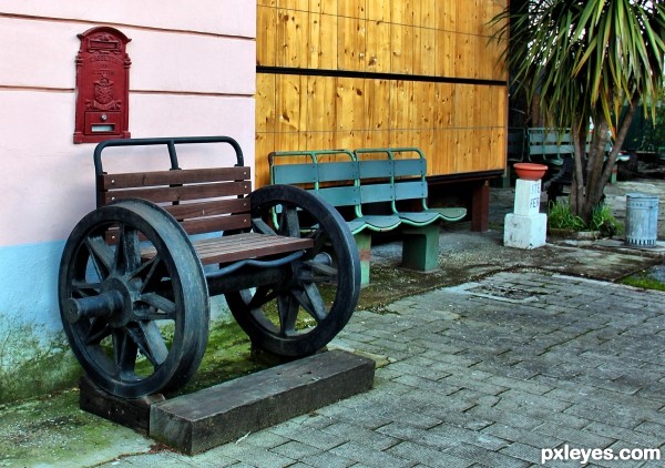 Train station bench