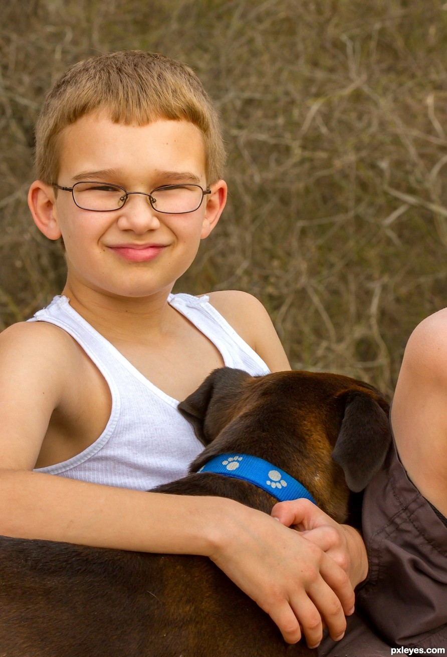 young boy and his dog