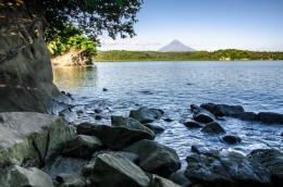 Rocky shore...Mayon at far