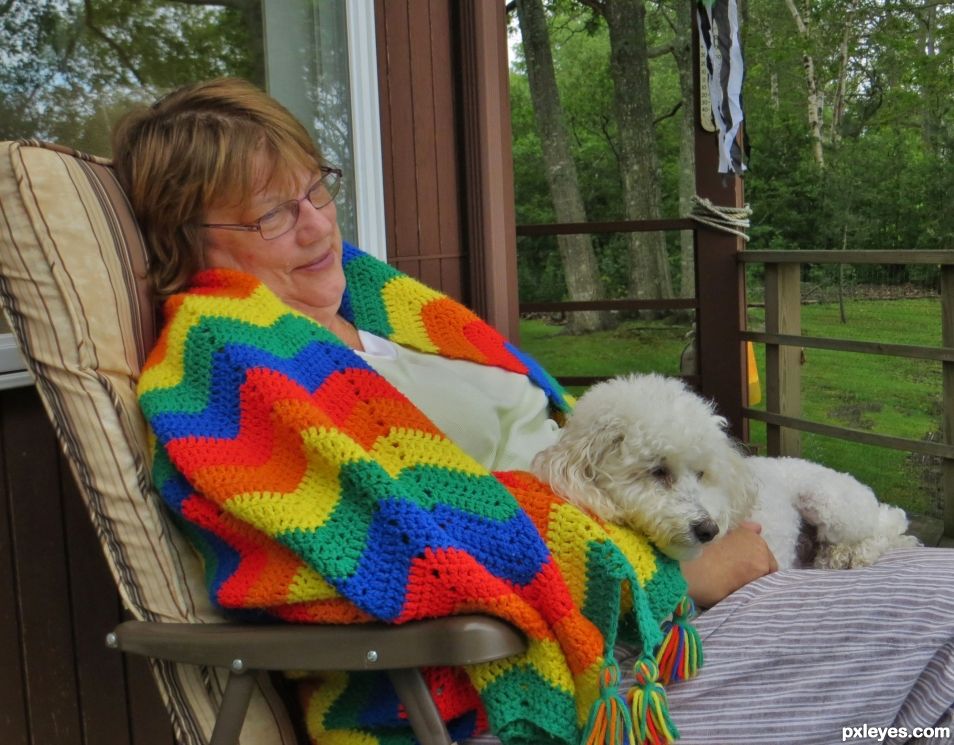 Relaxing on the deck