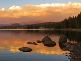 Sunrise at a mountain lake