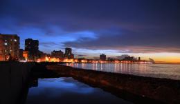 City skyline at dusk