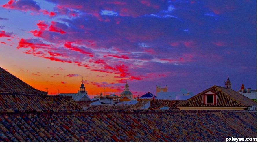 Sunset across the roof tops