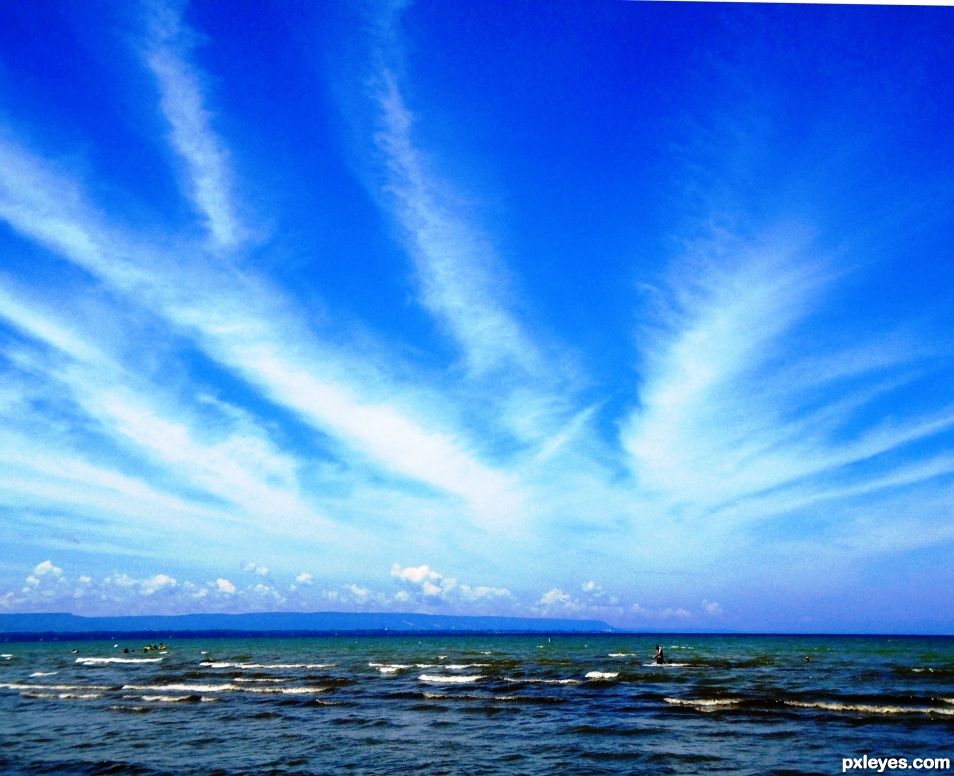 Bursting Clouds Over the Lake