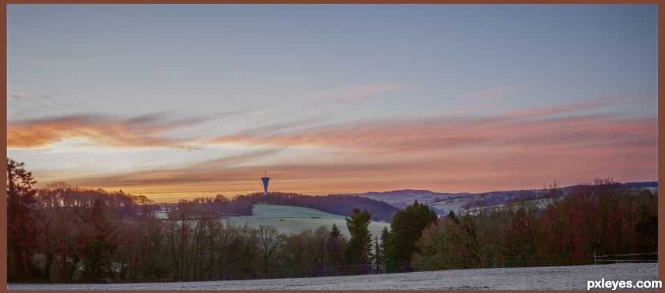 Cold winter morning,warm colours