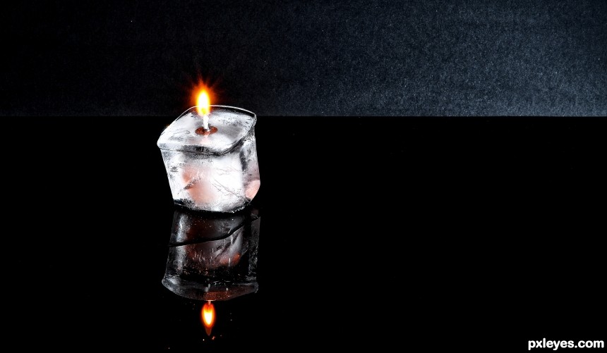Burning ice. photoshop picture)
