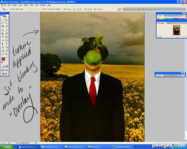 Creation of in the spirit of Magritte: Step 6