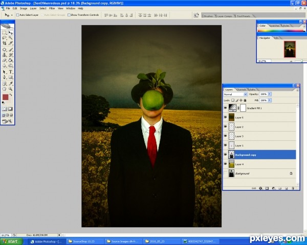 Creation of in the spirit of Magritte: Step 7