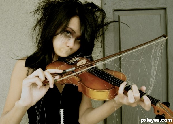 Creation of Girl with Violin: Step 1