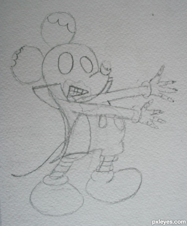 Creation of Mickey as a zombie!: Step 2
