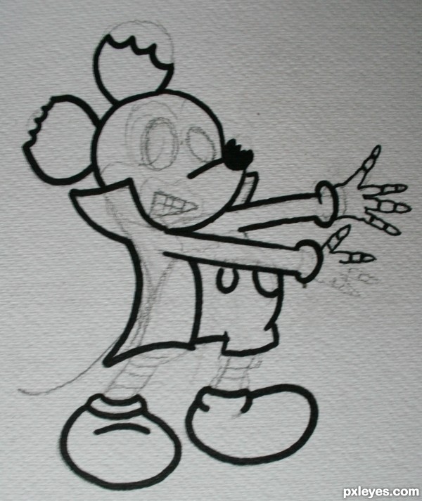 Creation of Mickey as a zombie!: Step 3