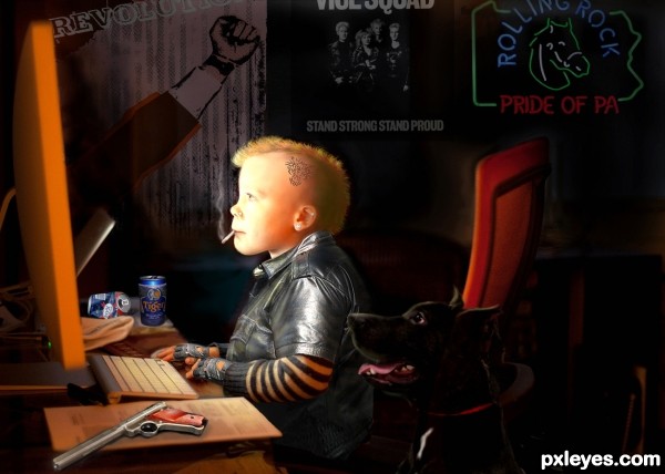 Young cyber punk photoshop picture)