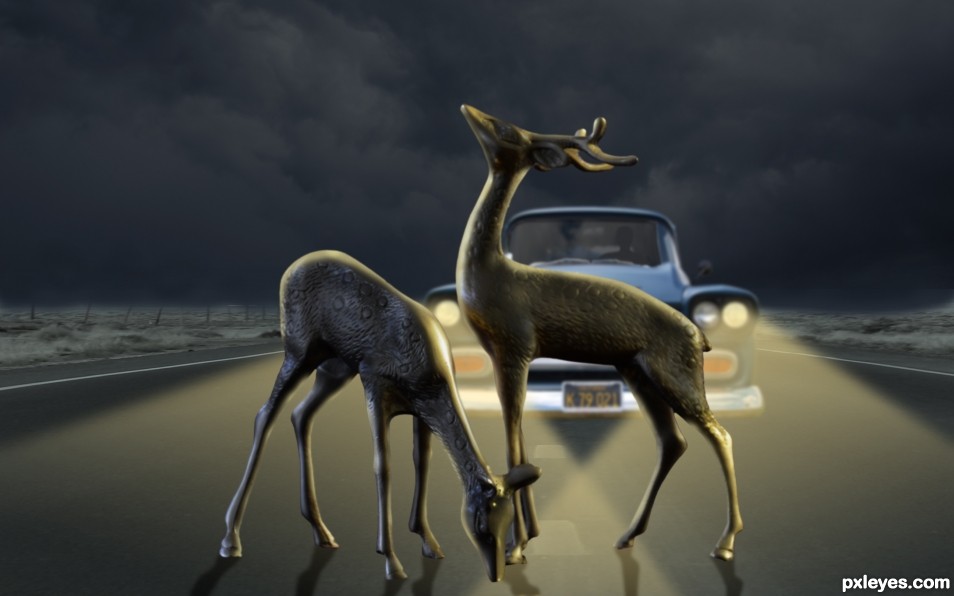 Creation of Deer in the headlights: Final Result