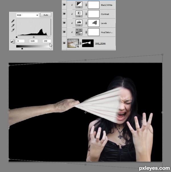 Creation of extreme face stretch: Step 6