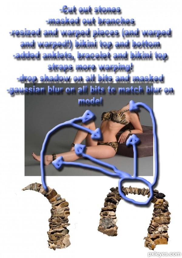 Creation of Double Rock Frame Bikini: Step 1
