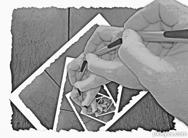 Drawing hand photoshop picture)