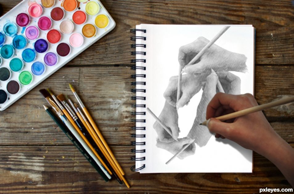 Creation of Drawing hands: Step 10