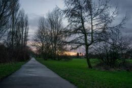 Empty path during sunset