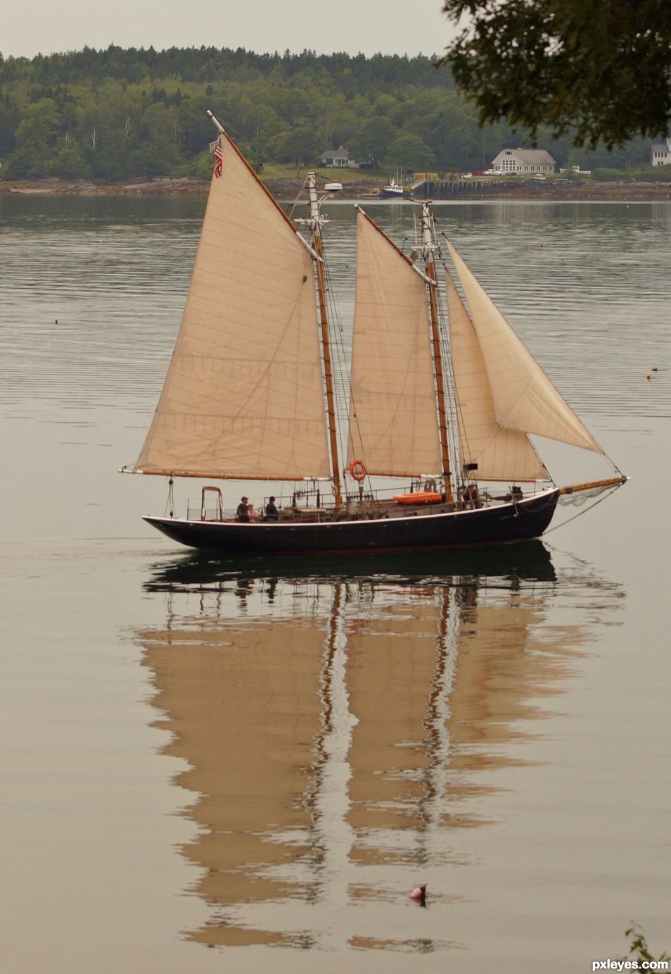 Four sails on the still day