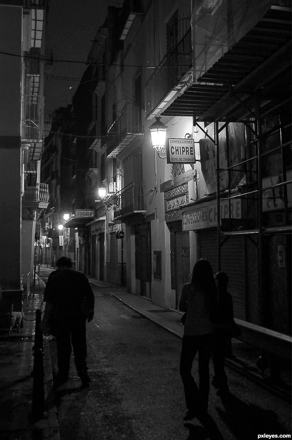 In the dark street of Valencia