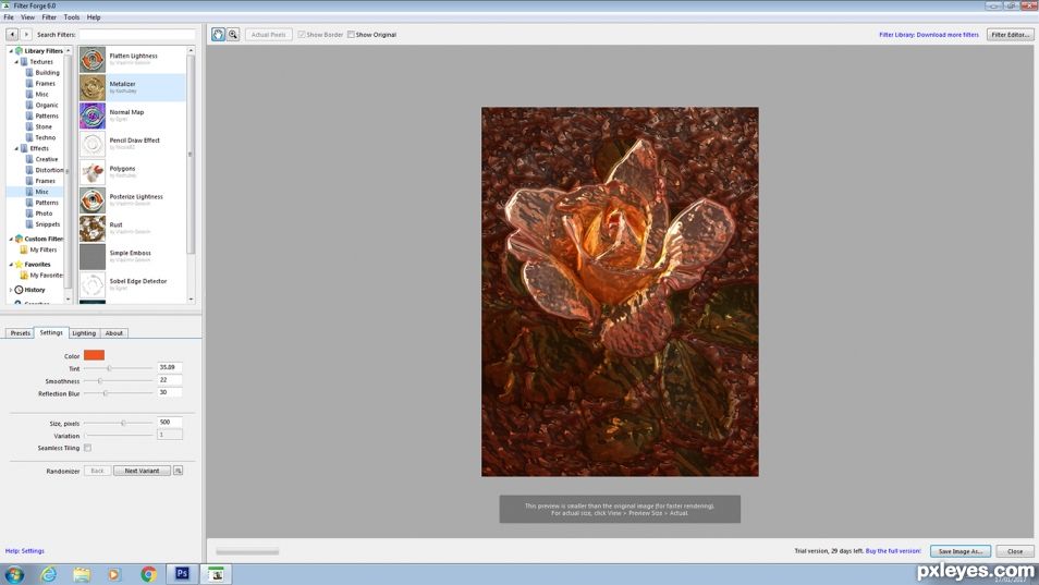 Creation of Beaten Copper Rose: Step 2