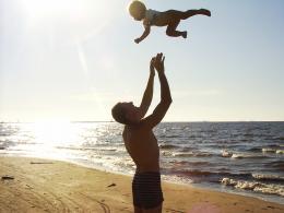 Father and son having fun