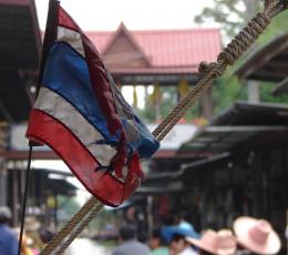 Flag on a market day