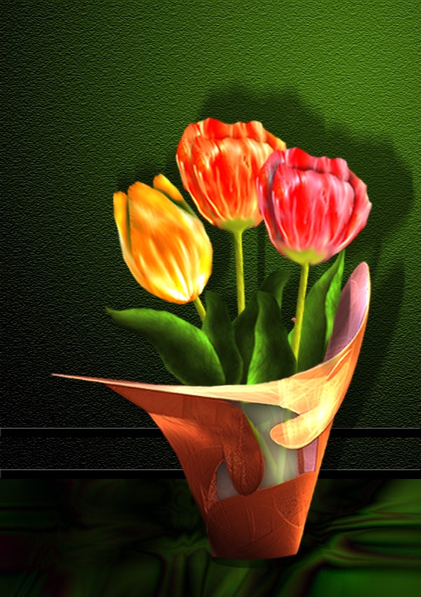 Creation of Tulips in a vase: Final Result