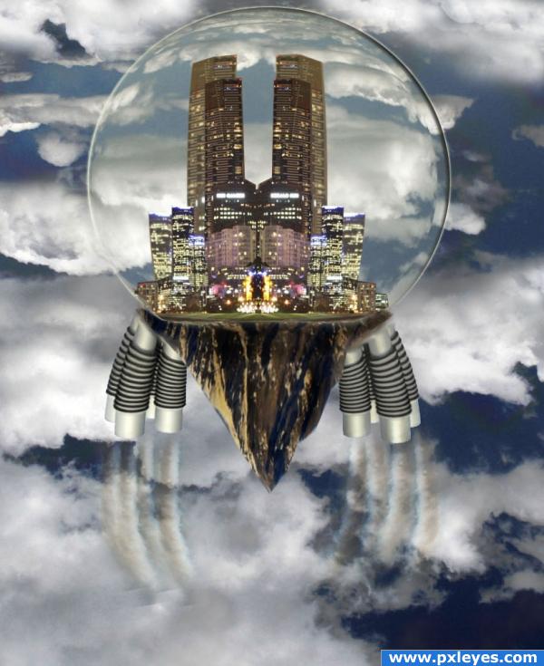 Semi-Floating City picture, by woodztockr for: floating cities photoshop  contest - Pxleyes.com