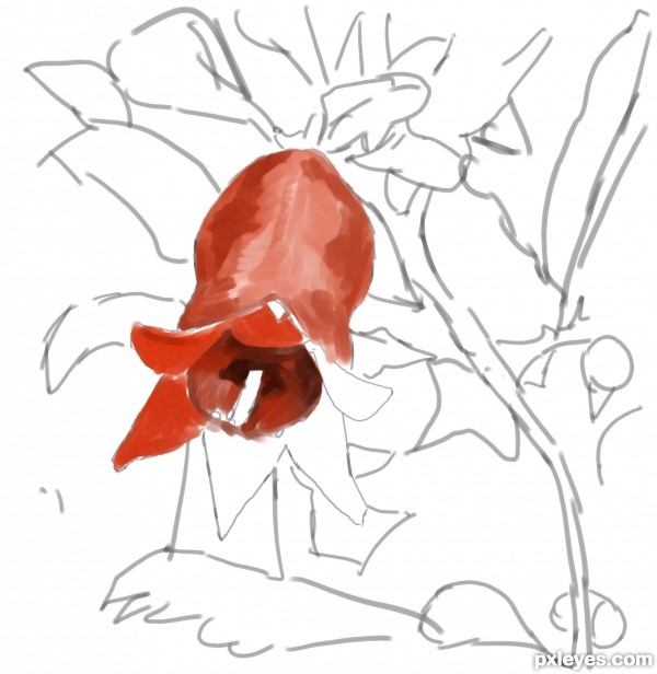Creation of pomegranates flower: Step 2