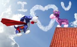 Super dog is in love...