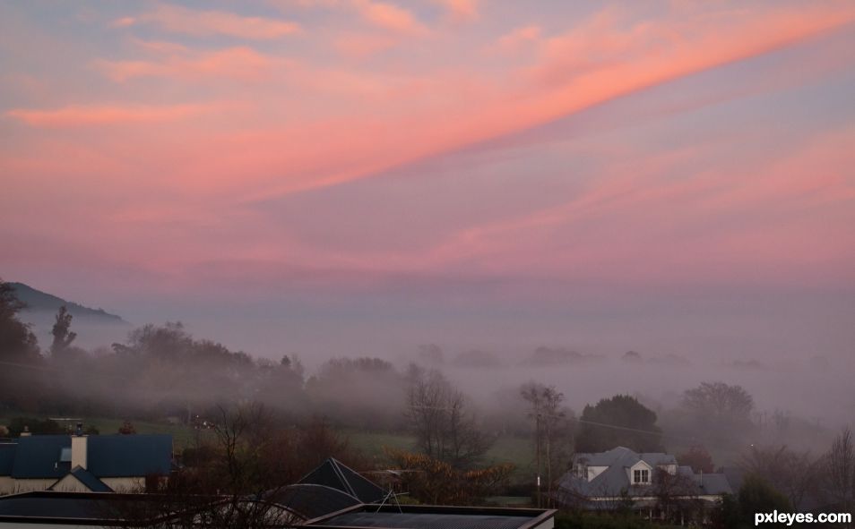 sunrise fog