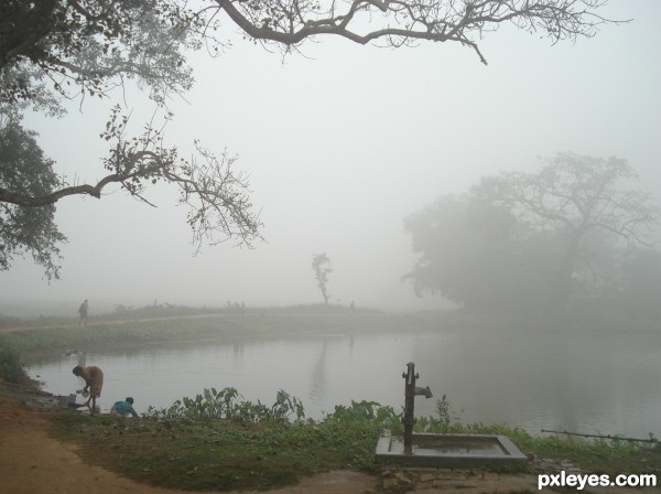 foggy village