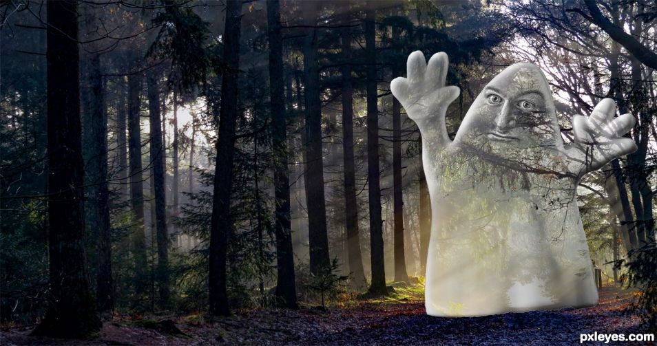 Creation of Bruce the Ghost in a Forest: Final Result