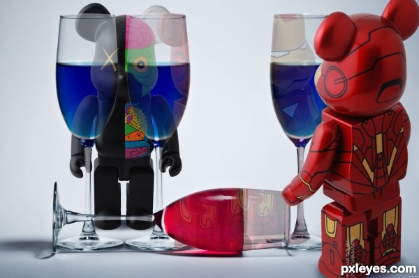 Creation of toys with wine glasses: Final Result