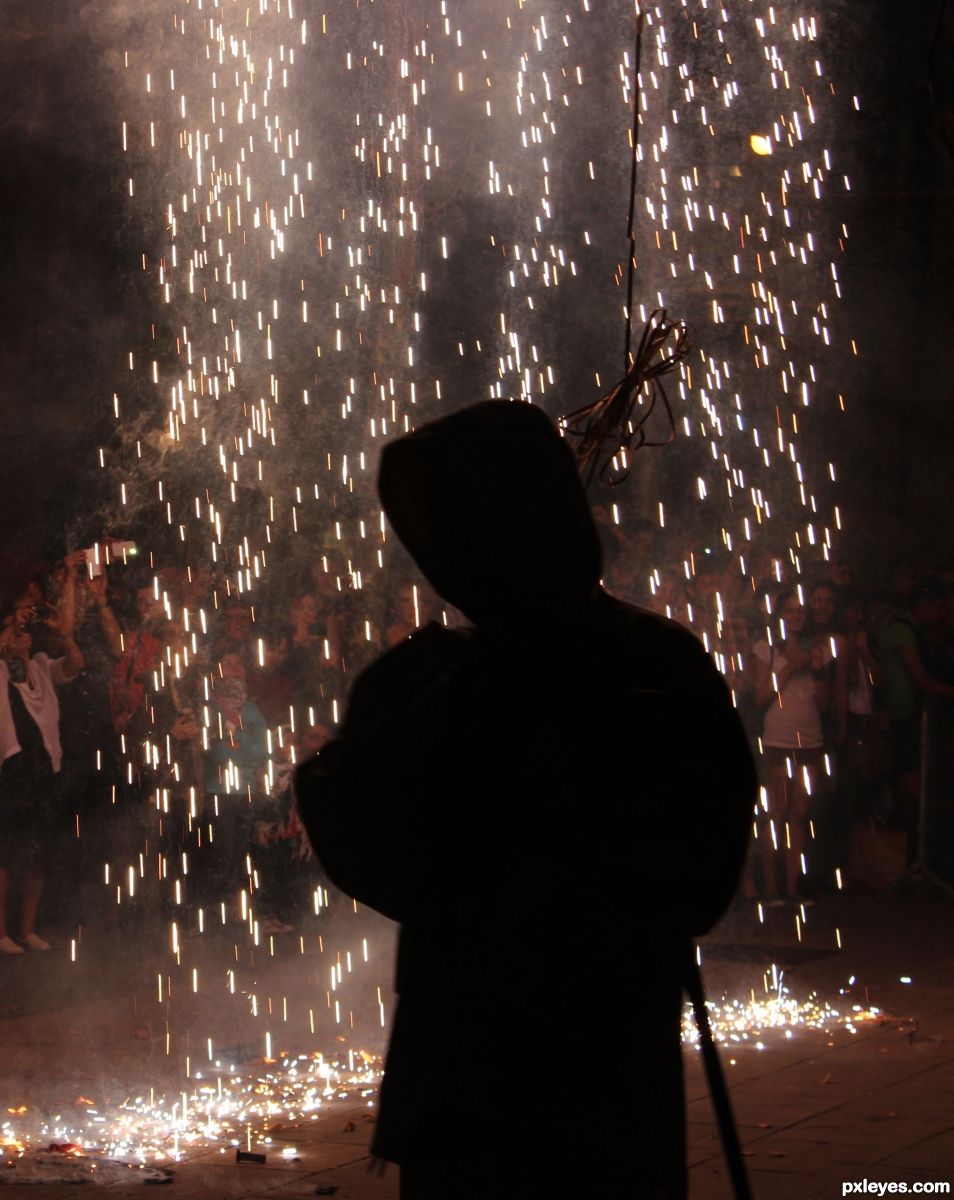 Framed by fire.  St Johns Day, Barcelona