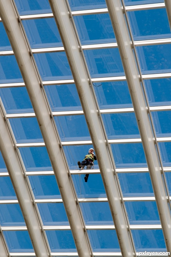 on a glass roof