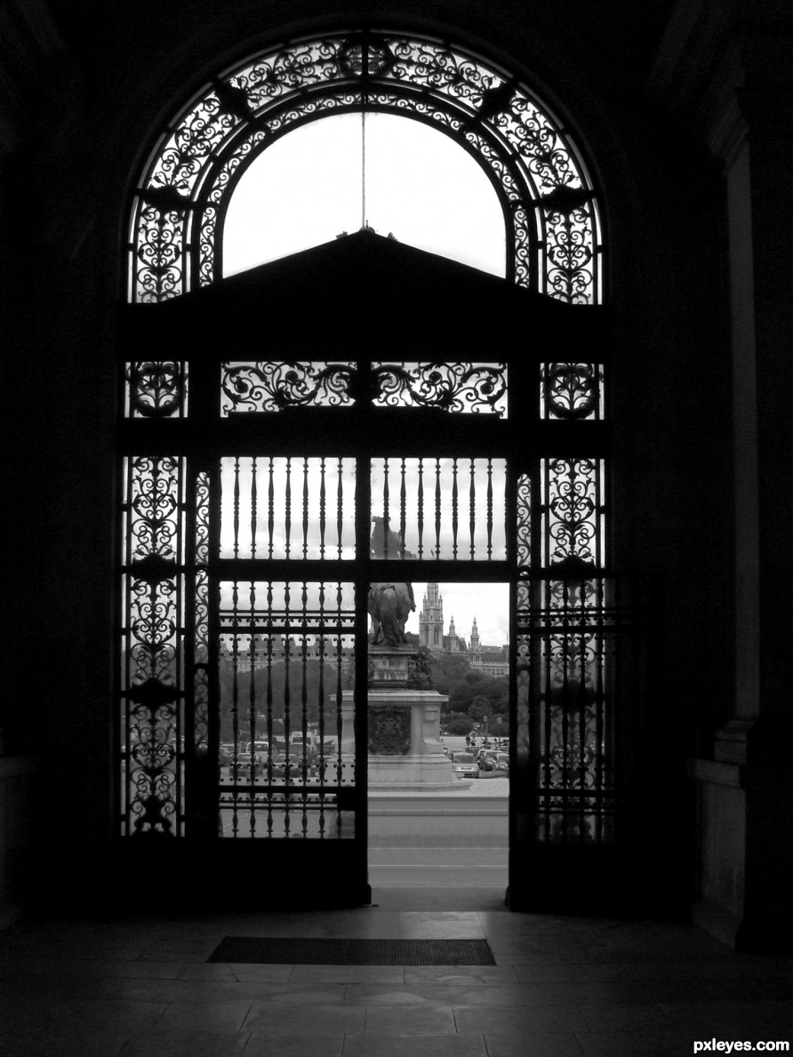 Gate in black and white