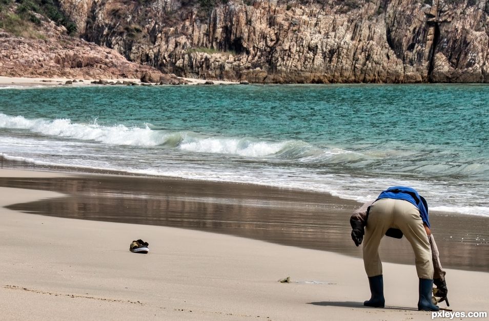 Cleaning up the beach