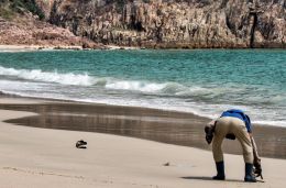 Cleaning up the beach